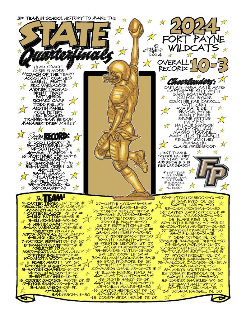 2024 Fort Payne Wildcats State Quarterfinals Football commemorative drawing