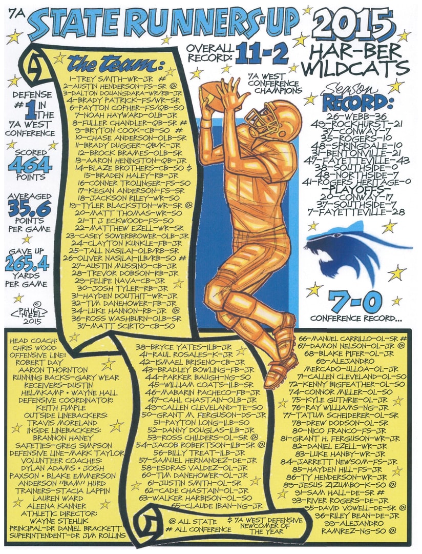 Har-Ber Wildcats 2015 State Runners-Up Football commemorative drawing